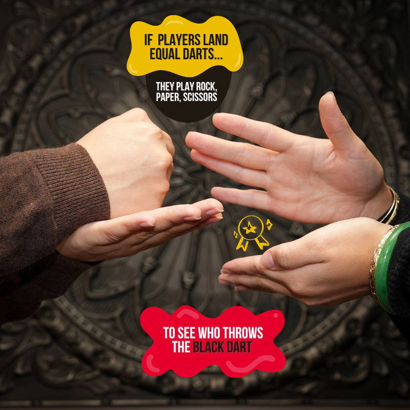 Two players settling a tie with rock, paper, scissors