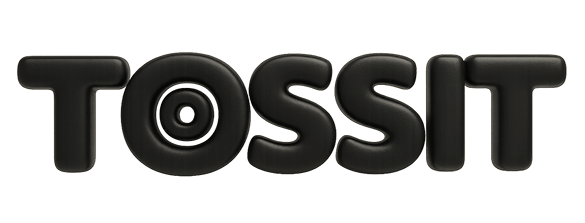 Black 'Tossit' logo on a white background