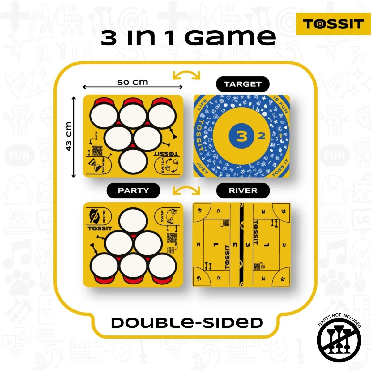 TOSSIT Party Board (3 Games in 1) - Tossit USA