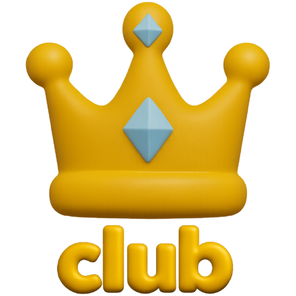 A gold 3D crown above the word club